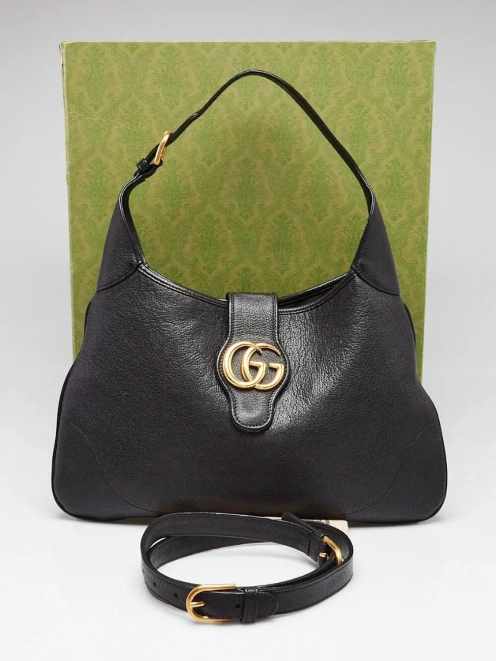 Gucci Black Leather Double G Aphrodite Medium Shoulder Bag - Picture 2 of 12